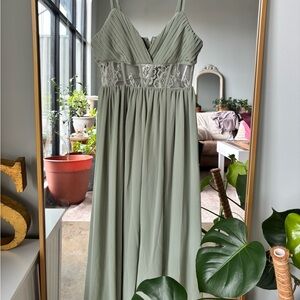 Lulu's Sage Green Lace Maxi Dress